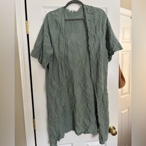 Textured Green Open Cardigan